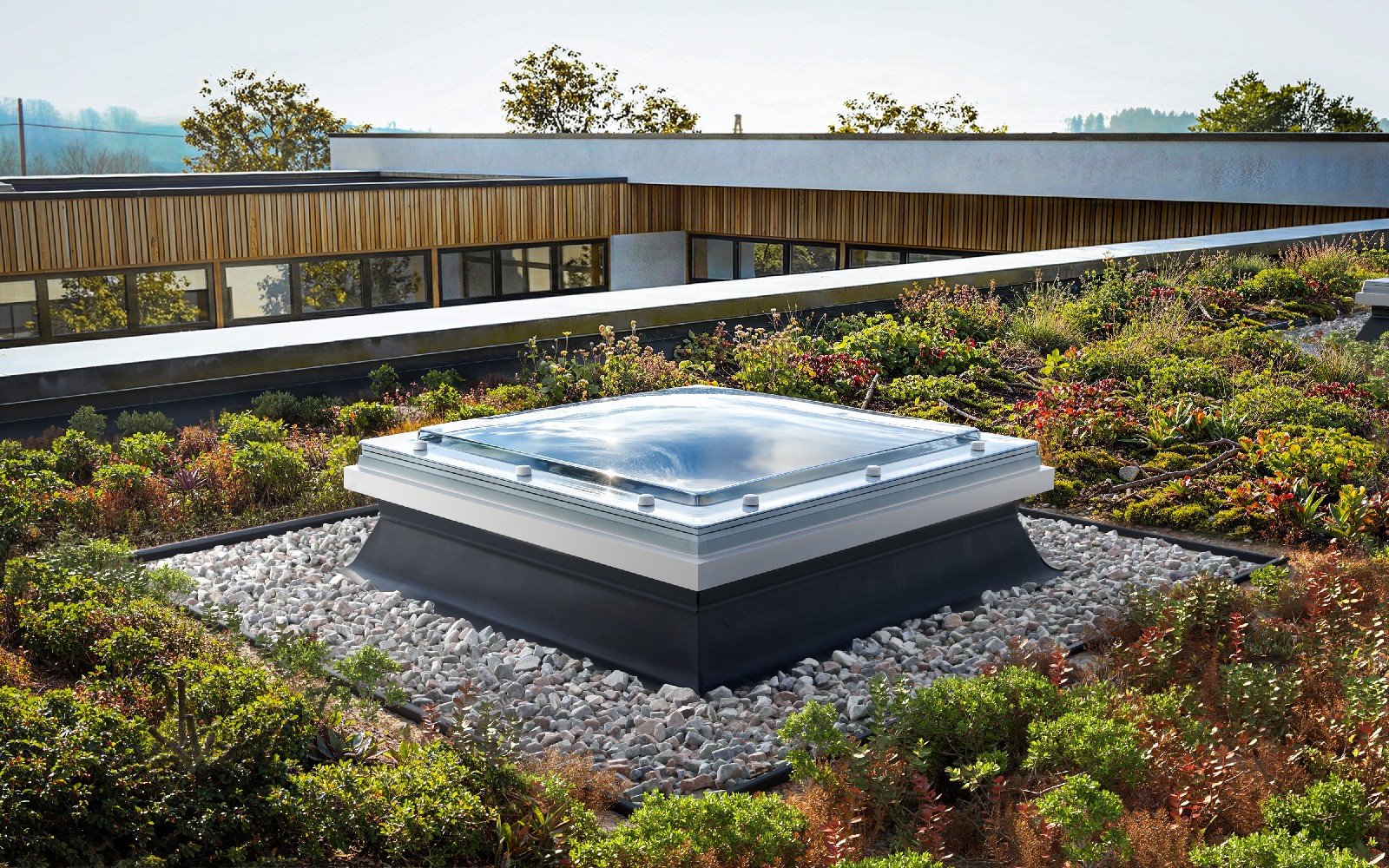 Fixed Mardome dome rooflight on a flat roof