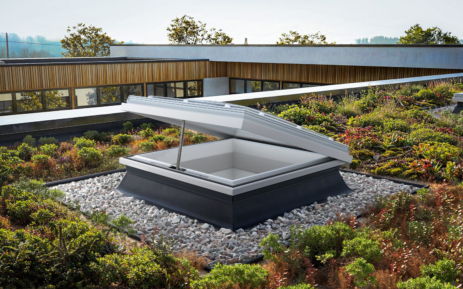 Opening Mardome dome rooflight on a flat roof