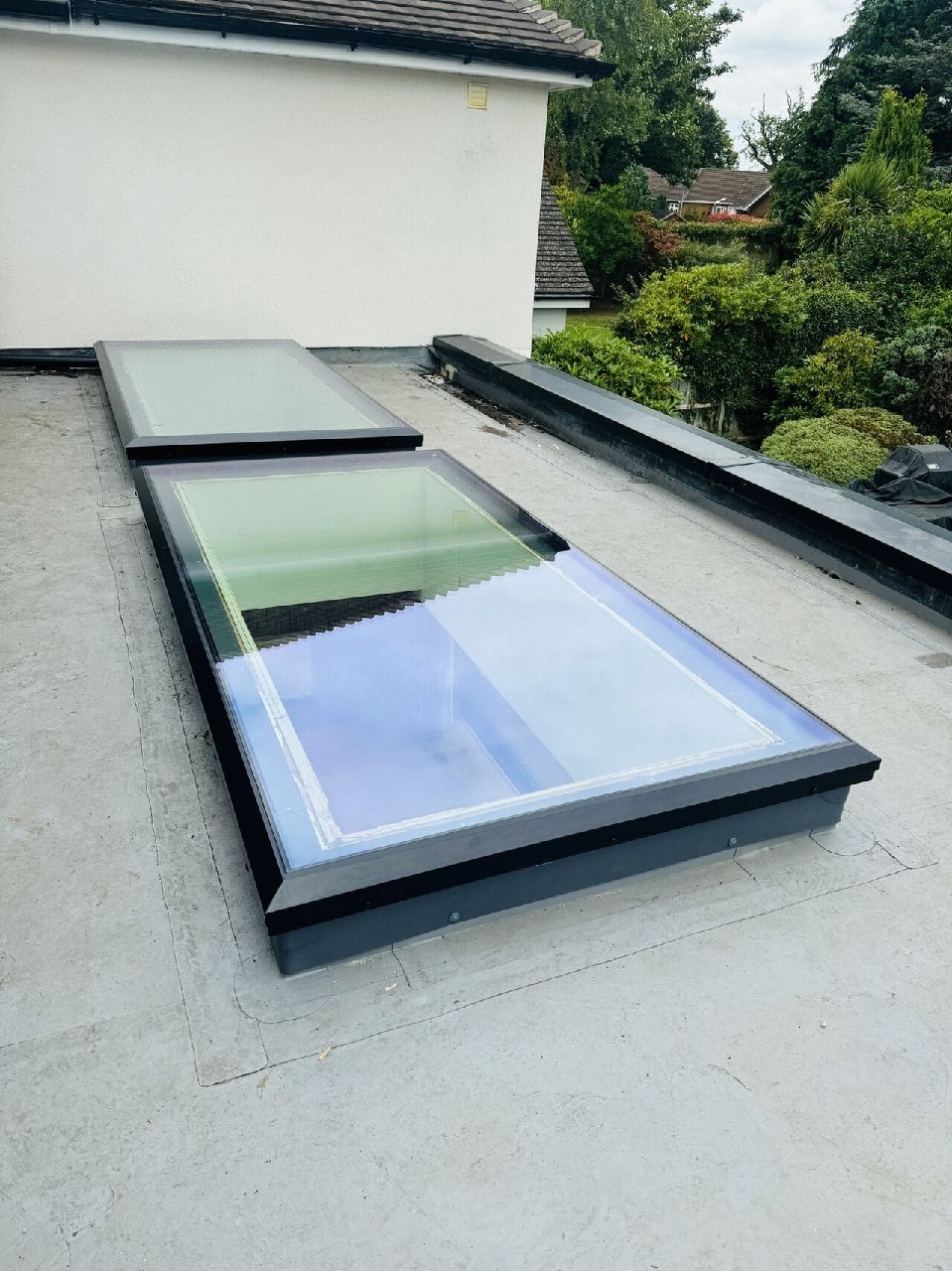 Completed flat glass rooflight installation