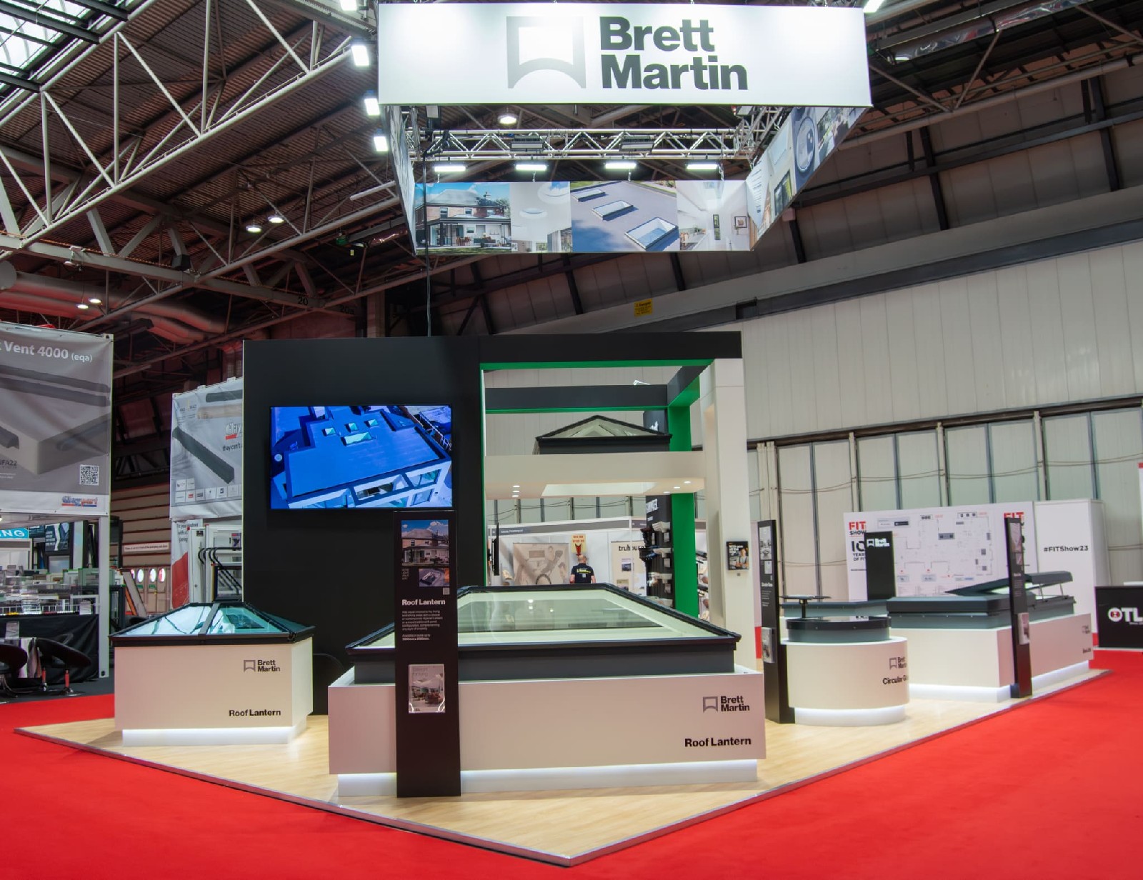 Brett Martin stand displaying roof lanterns and rooflights